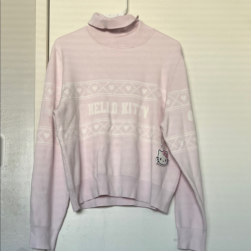 K Hello Kitty Light Pink Cowl Neck Sweater